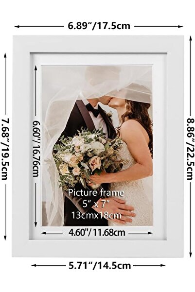 BIGTHREE White Wood Grain Picture Frame Set, 13 x 18 cm (Set of 4)
