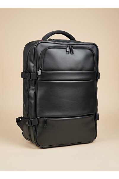 başkent çanta Laptop Backpack Premium Vegan Leather Nubuck Lined 17.3 Inch Ex...