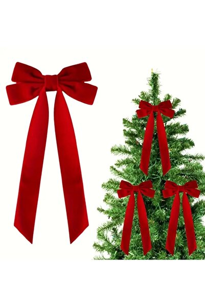 Çemrek Süs Parti Κόκκινο Φιόγκο Χριστουγεννιάτικου Δέντρου Σετ 10 τεμαχίων