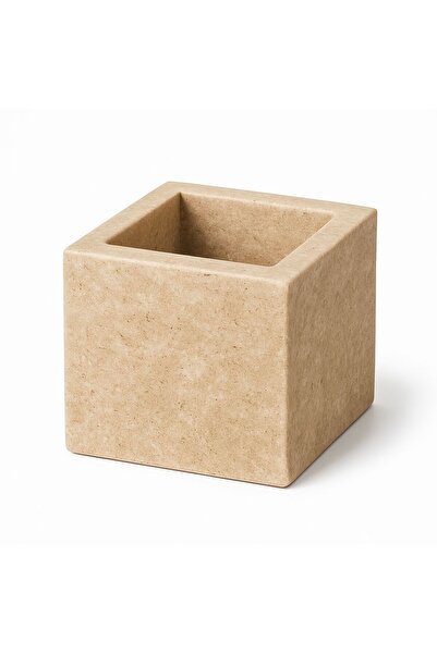 Modestmar Traverten kare Diş Fırçalık – Doğal Taş Banyo Aksesuarı