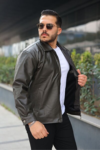 LORD life Oversize Men's Leather Jacket Coat