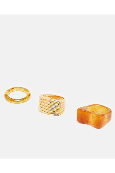 REDTAG Women Gold Ring Set (3 Piece)