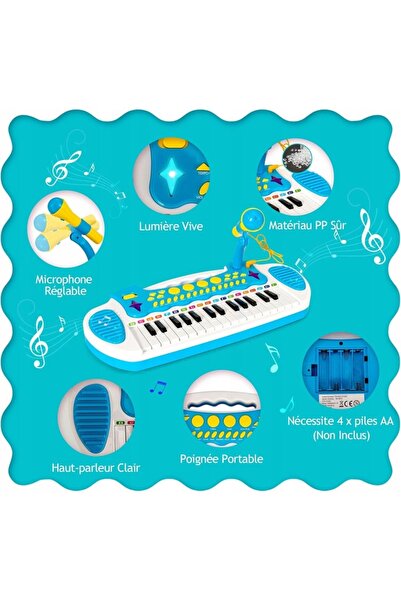 Matadi Interactive organ with 31 keys, stand, microphone and Blue stool