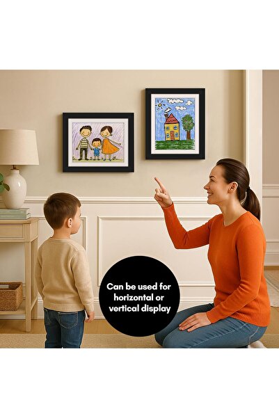 Americanflat 10x12.5 Kids Artwork Picture Frame in Black - Displays 8.5x11 with Mat