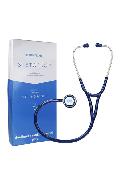 Novama Expert cardiological stethoscope, double stainless steel head, 2 sets of ear tips, Navy blue