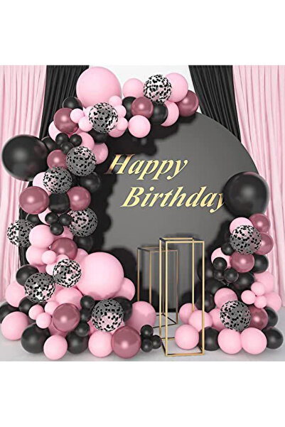 Generic 130-PCS Black Pink Latex Decorative Balloon Arch Garland Set - Perfect for Birthday Party