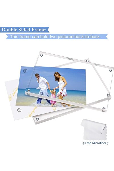Aputue Acrylic Photo Frame, Double-Sided Magnetic 15x20 cm Frameless Desktop Display