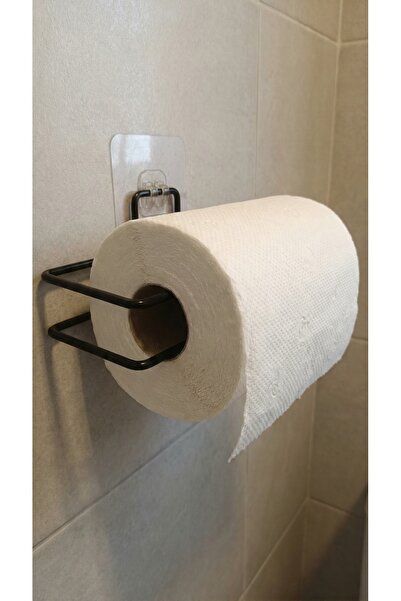 AKAMİNO Metal Kağıt Havluluk Yapışkanlı Siyah Kağıt Havlu Askısı Banyo Mutfak...