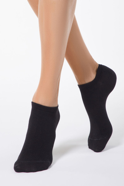 Conte Elegant Women's viscose (Micromodal) short socks, Active 079 - Black, 3...