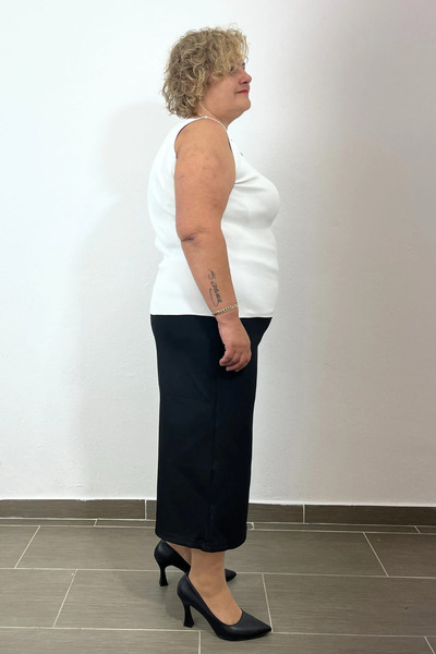 Mia Butik Plus Size Black Yanda Slit Skirt