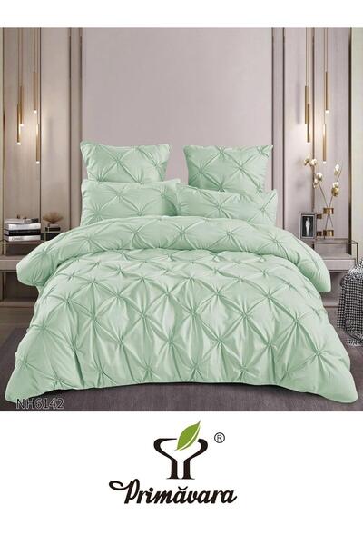 Primavara 6-PIECE DOUBLE BED LINEN IN FINE COTTON WITH EMBROIDERED PLEATS
