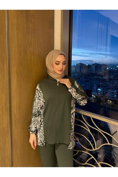 Moda Krash Modal Shawl Pattern Combined Cardigan Set