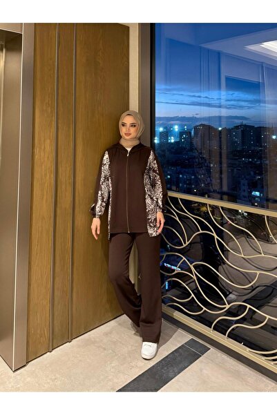 Moda Krash Modal Shawl Pattern Combined Cardigan Set