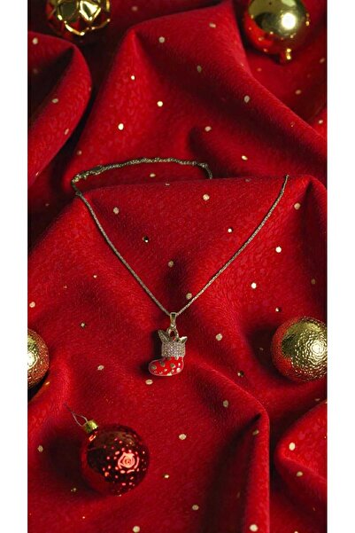 İNİTİUM Yeni Yıl Temalı Zirkon Taşlı Çelik Kolye(Hediye kutulu)