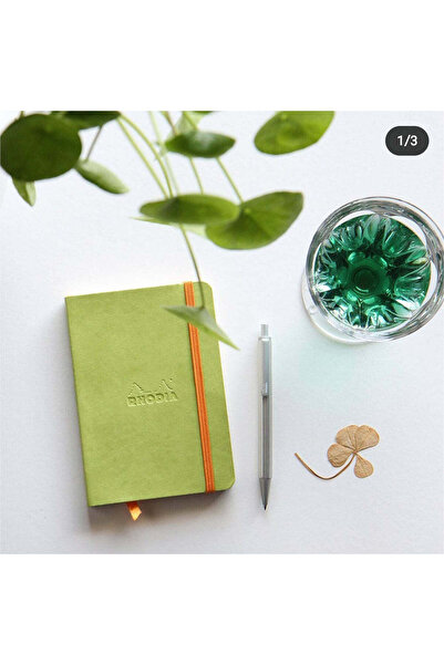 Rhodia Notebook A5, 96 sheets, dictando, hardcover, ivory 90 g/m², Rhodiarama, anise