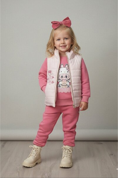 Nellino طقم رياضي للفتيات مع سترة منفوخة بسحاب وبنطلون سميك