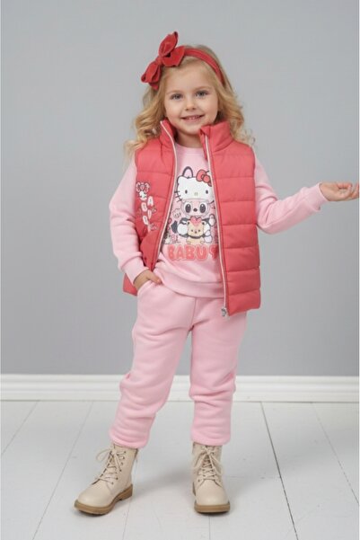 Nellino طقم رياضي للفتيات مع سترة منفوخة بسحاب وبنطلون سميك