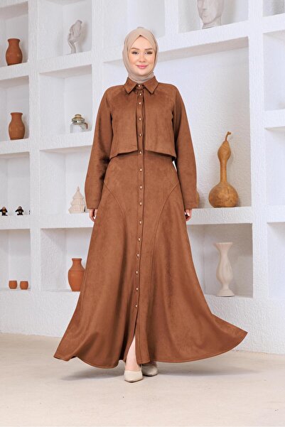 Esma Gündoğdu Süet Bolerolu Elbise