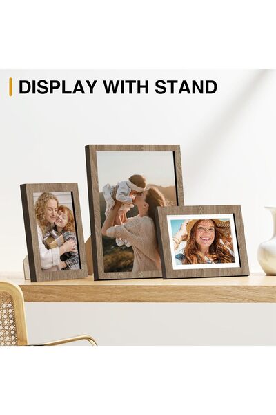 QUEENADA 10-Pack Picture Frames Collage with Glass (Brown)