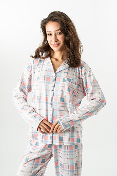 Ecrou Жіночий дитячий синій картатий New Start дитячий комір довгі штани піжама комплект