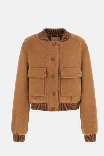 Guess سترة بومبر نسائية من مزيج الصوف البني من لورينزا W5BL20WGVR2-F1AX