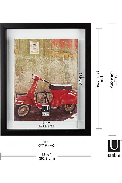 umbra Document Frame 11 x 14 Inch - Floating 8.5 x 11 Document Frame (Black)