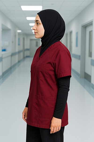mirach Hijab Scrubs Wide Fit 4 Pocket Long Oversized Model 1. Quality Fabric Comfortable Working Uniform
