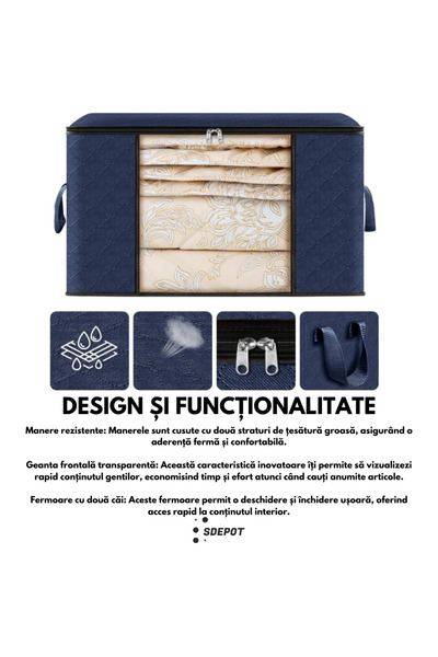 SDEPOT Set of 6 S DEPOT® storage bags, with zipper, size L, blue