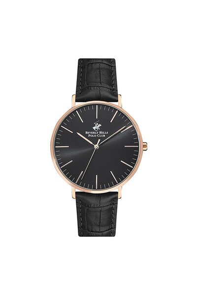 Beverly Hills Polo Club Bp3129X.451 Men's Wristwatch |   42 mm Rosegold Case, Black Leather Band, Ultra