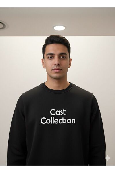 CAST COLLECTİON Мъжка черна блуза с релефен принт Shardoni