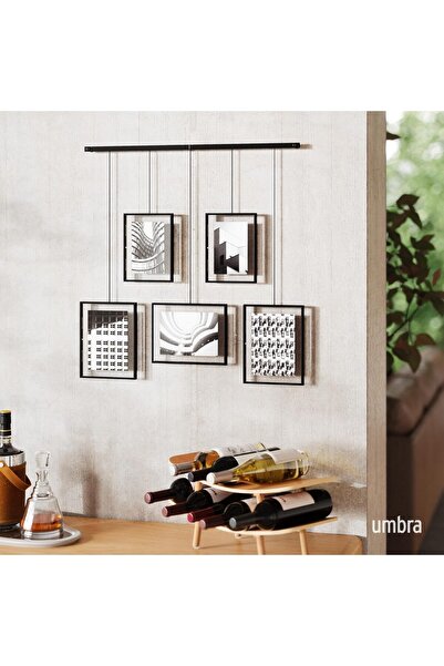 umbra Exhibit Picture Frame Gallery Set Adjustable Collage Display for 5 Photos, Black