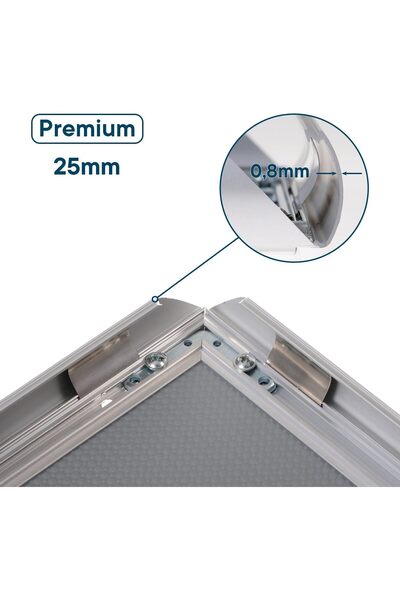 Europel Snap Frame A4 - 25 mm Aluminium Anodised, Anti-Glare Cover