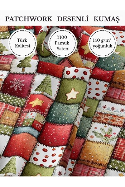 FabricMarket %100 Pamuk Saten Patchwork Kumaş – 155×100 cm – Dikiş ve DIY İçin