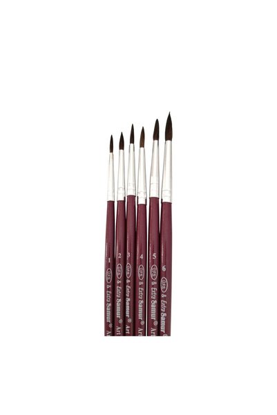 Samur 6-Piece Watercolor, Acrylic Paint, Brush Set, Painting Brushes, Pony Hair Pointed Tip-6 Pieces