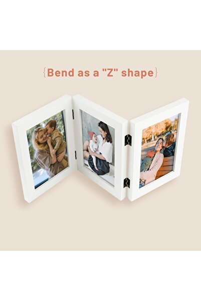 EXCEFORE 4x6 Triple Wooden Hinged Photo Frame (White)