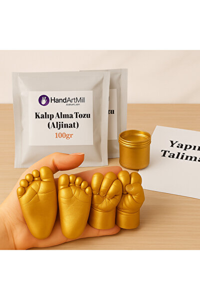 Handartmill 2 El 2 Ayak Gold Boyalı Bebek Heykel Yapım Seti – 3D Kalıp Alma Kiti