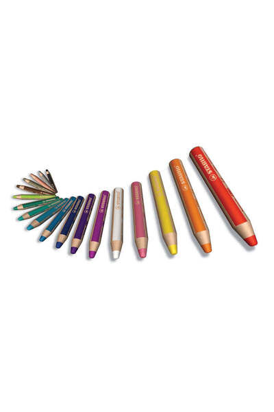 Stabilo woody 3-in-1 colored pencils, 18 colors / set with sharpener and brush