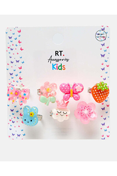 REDTAG مجموعة خواتم مزخرفة متنوعة للبنات (عبوة من 7 قطع)