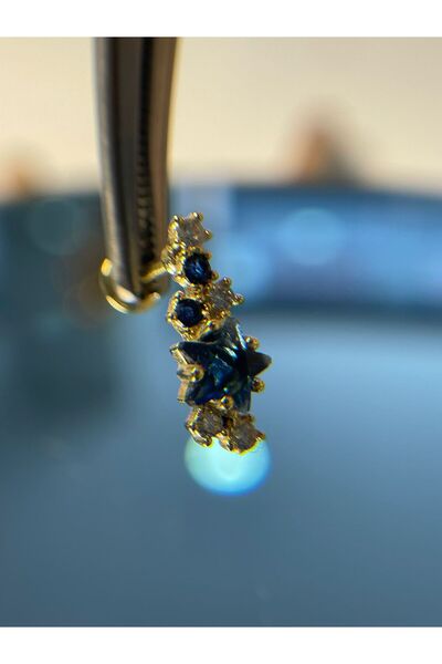 MODA Lacivert Takım Yıldız Conch, Helix, Lobe, Flat, Tragus, Kıkırdak, Cerrah...