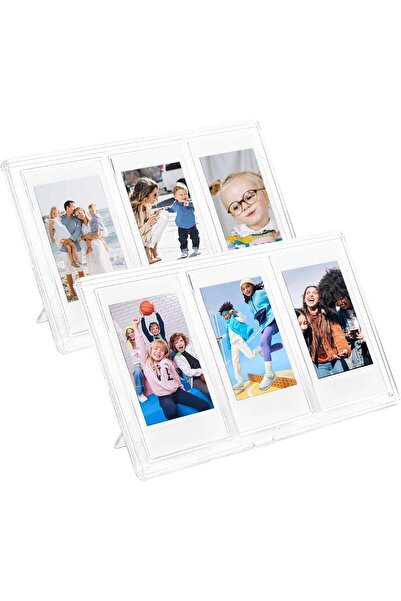 Tazweeq إطار صورة صغير 3 في 1، قطعتان، للأفلام مقاس 3 بوصات، شفاف 2.15 × 3.4 بوصة مع ملصقات DIY