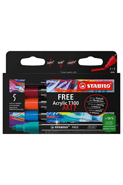 Stabilo Free Acrylic T300 Marker, Urban set, 5 colors