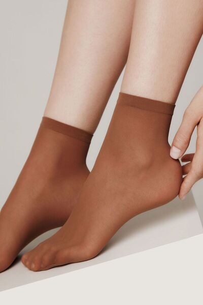 Conte Elegant Women's Socks, Short 1/2, Lycra, Conte Tulle 30 Den (2 Pairs) - Bronze, 36-39 (23-25)