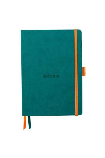 Rhodia Caiet A5, 120 de coli, punctat, copertă moale, ivory 90 g/m², păun (verde)
