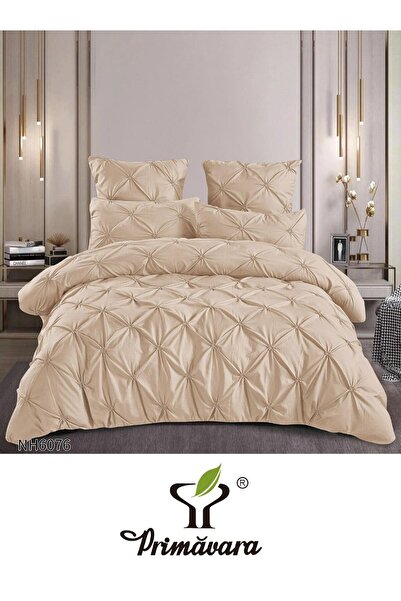 Primavara 6-PIECE DOUBLE BED LINEN IN FINE COTTON WITH EMBROIDERED PLEATS