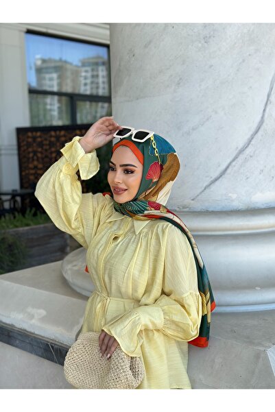 tomrisboutique شال حريري فاخر من الفوال حجاب وشاح بنقشة زهور 90 × 180