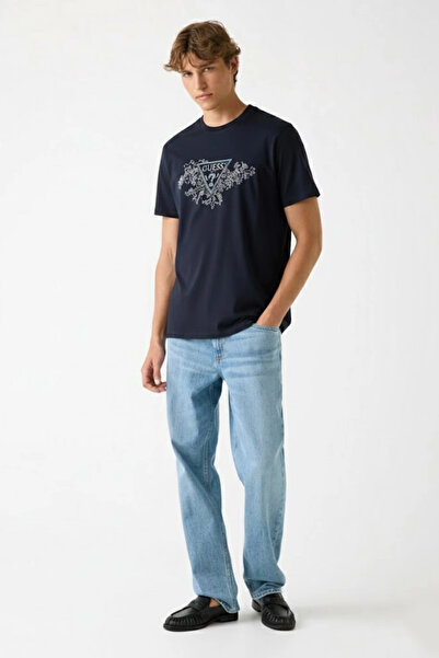Guess Embroidery Men's Navy Blue Regular Fit T-Shirt M5Bi07I3Z14-G7V2