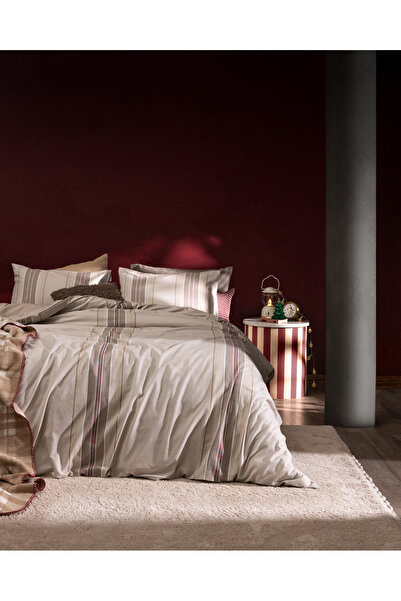 Madame Coco Lydie King Size 100% Cotton Flannel Duvet Cover Set - Beige