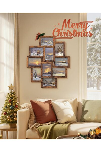 SONGMICS Collage Picture Frames, 10-Pack 4x6, Rustic Brown