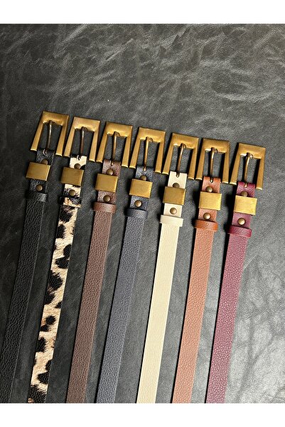 LİA KEMER 7'li Lava Klasik Desen Kadın Antik Eskitme Tokalı Kemer Ceket Kemer...