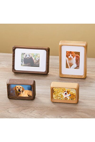 AZONEE 3.5x5 Inch Wooden Mini Photo Frame - Natural Walnut